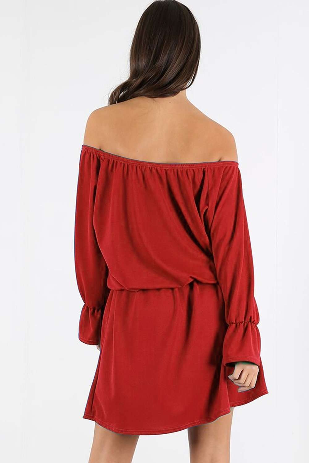 Janet Off Shoulder Long Sleeve Midi Dress - bejealous-com
