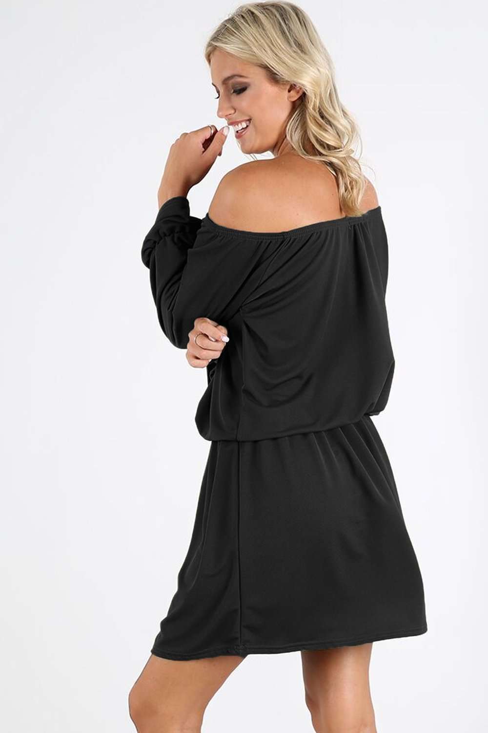 Janet Off Shoulder Long Sleeve Midi Dress - bejealous-com