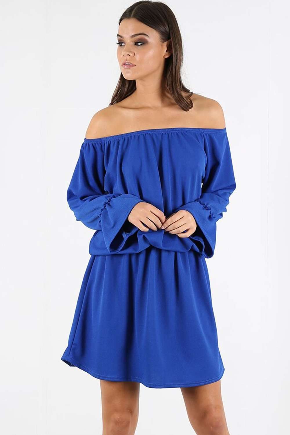 Janet Off Shoulder Long Sleeve Midi Dress - bejealous-com