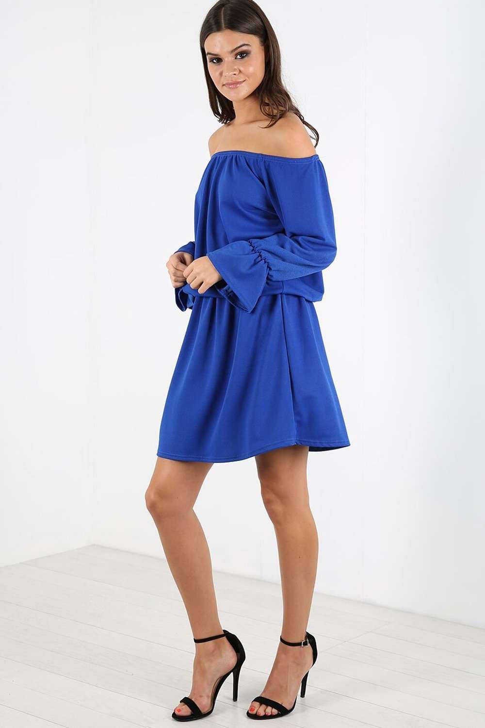 Janet Off Shoulder Long Sleeve Midi Dress - bejealous-com