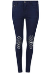 Janet Ripped Knee Studded Skinny Jeans - bejealous-com