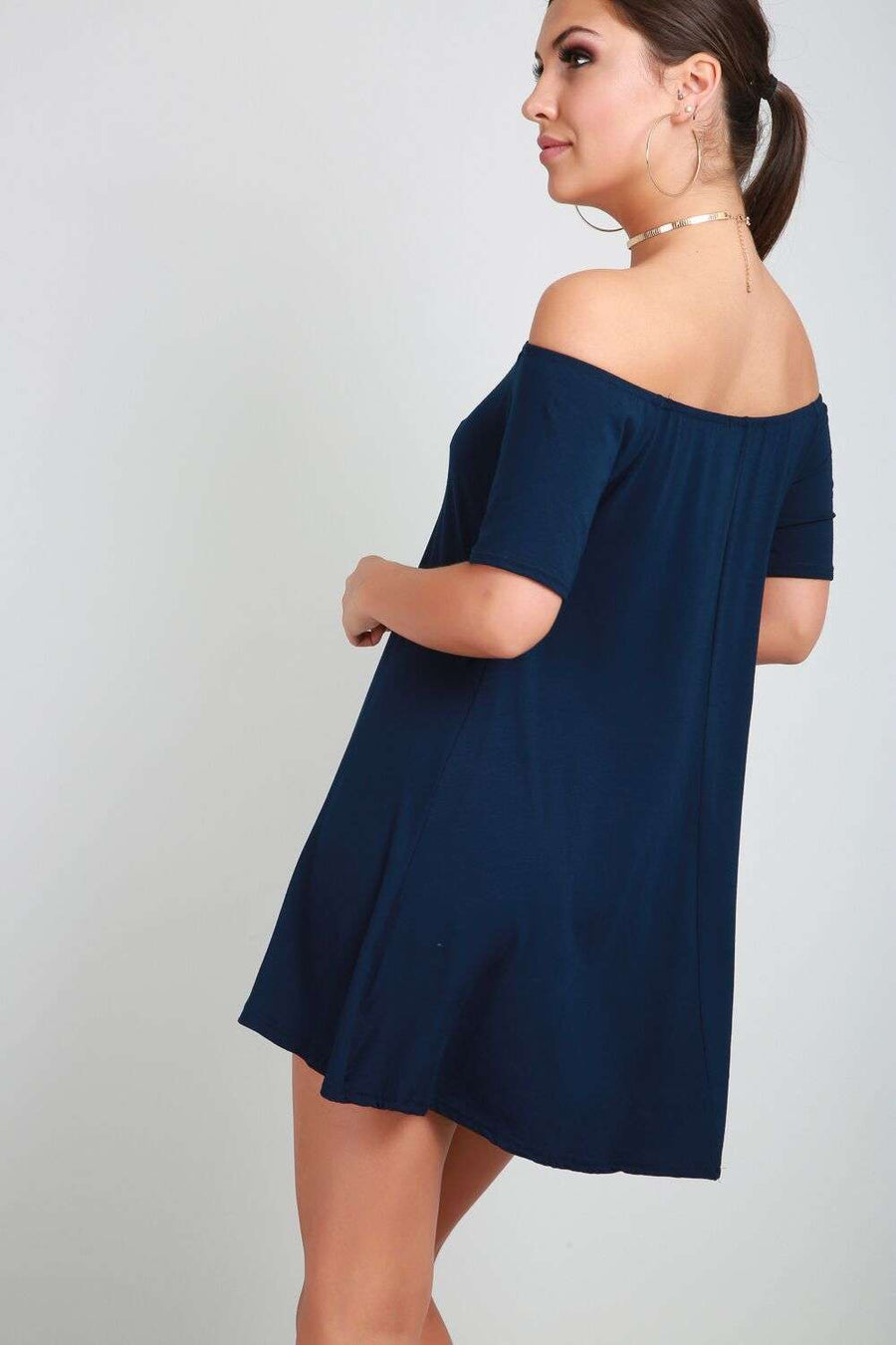 Jenna Off Shoulder Short Sleeve Mini Dress - bejealous-com