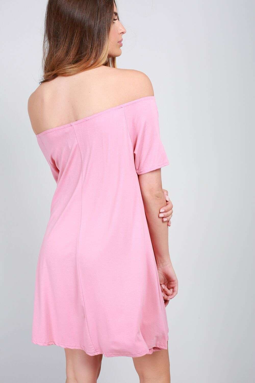 Jenna Off Shoulder Short Sleeve Mini Dress - bejealous-com