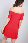 Jenna Off Shoulder Short Sleeve Mini Dress - bejealous-com