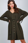 Jess Long Sleeve Button Through Midi Dress - bejealous-com