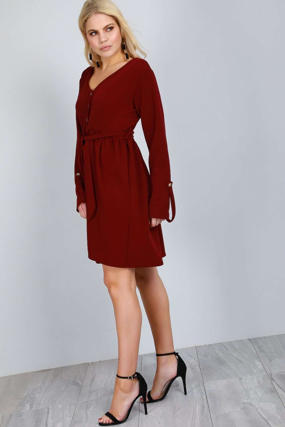 Jess Long Sleeve Button Through Midi Dress - bejealous-com