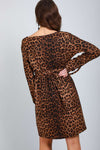 Jess Long Sleeve Leopard Print Shift Dress - bejealous-com