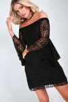 Jess Off Shoulder Flare Sleeve Lace Dress - bejealous-com