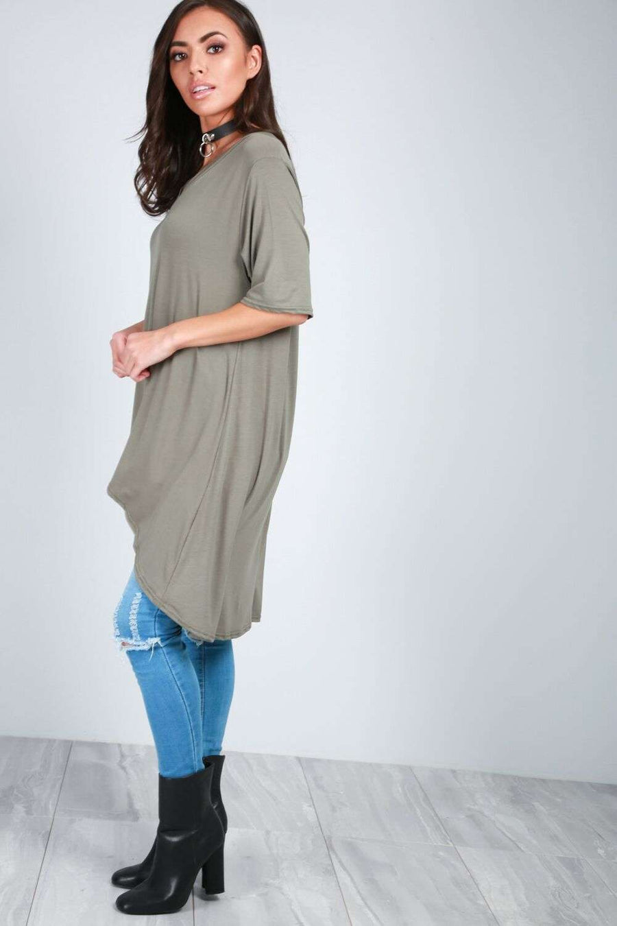 Jessi Dipped Hem Oversized Tshirt Dress - bejealous-com
