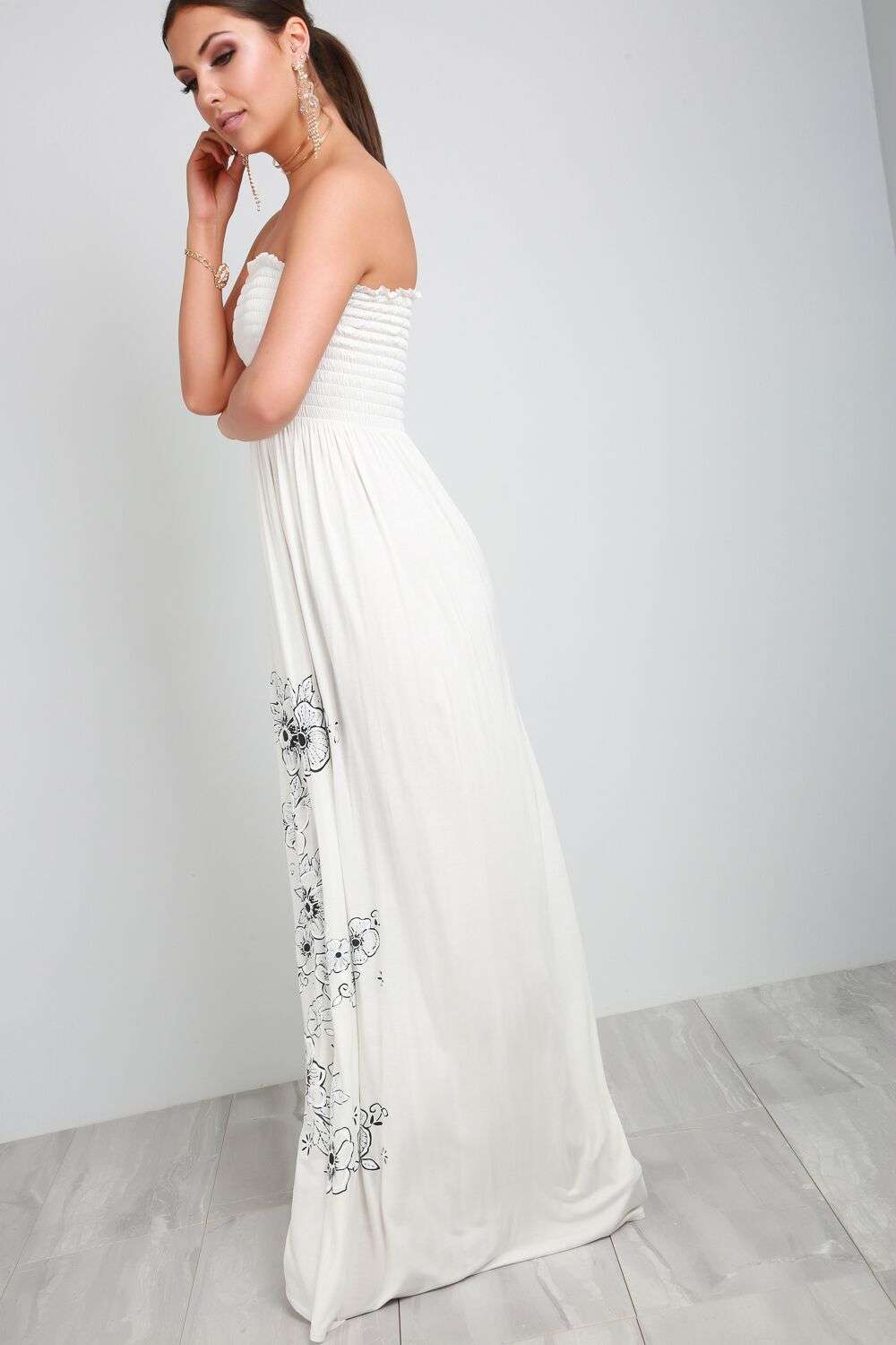 Jessi Floral Print Strapless Maxi Dress - bejealous-com
