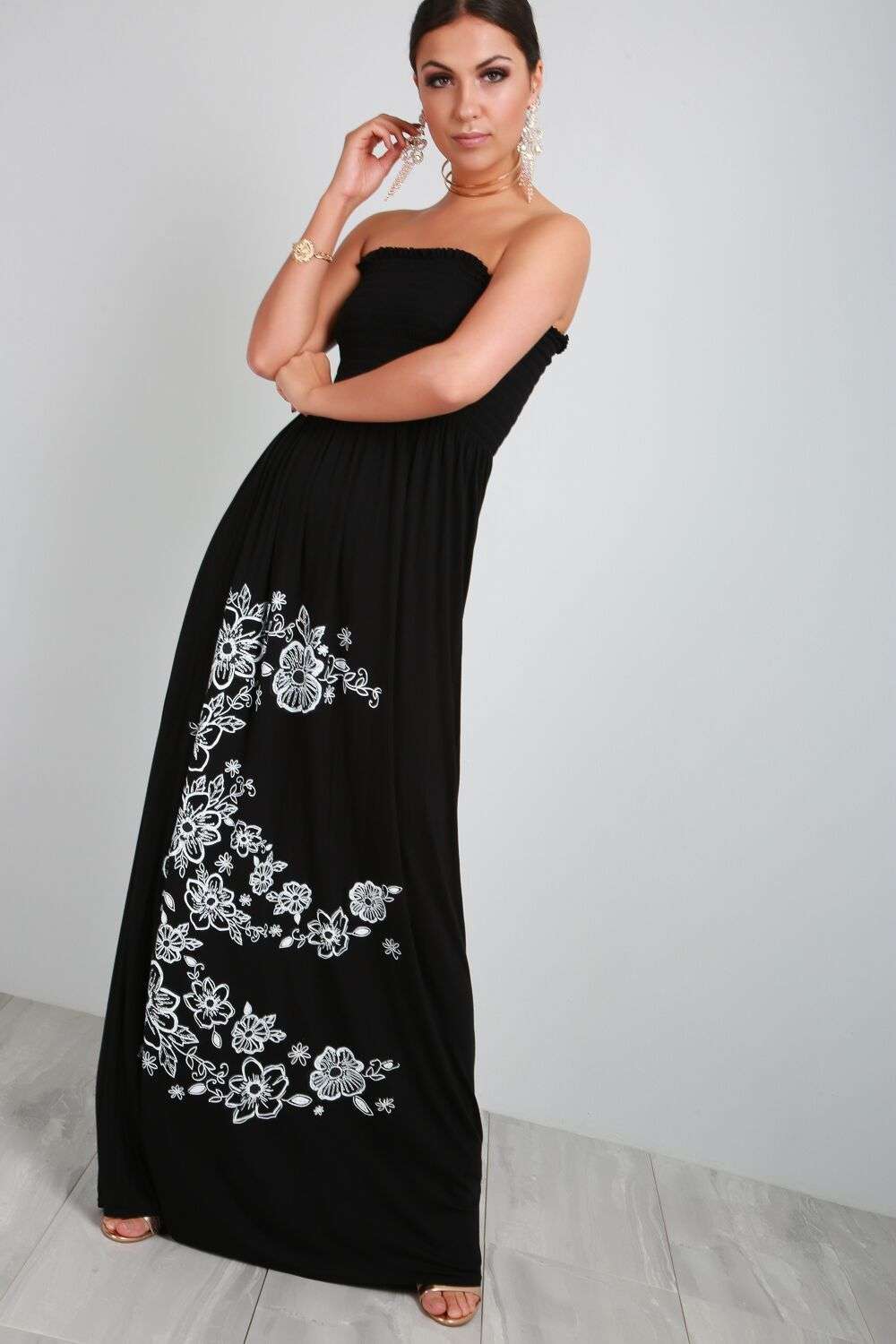 Jessi Floral Print Strapless Maxi Dress - bejealous-com