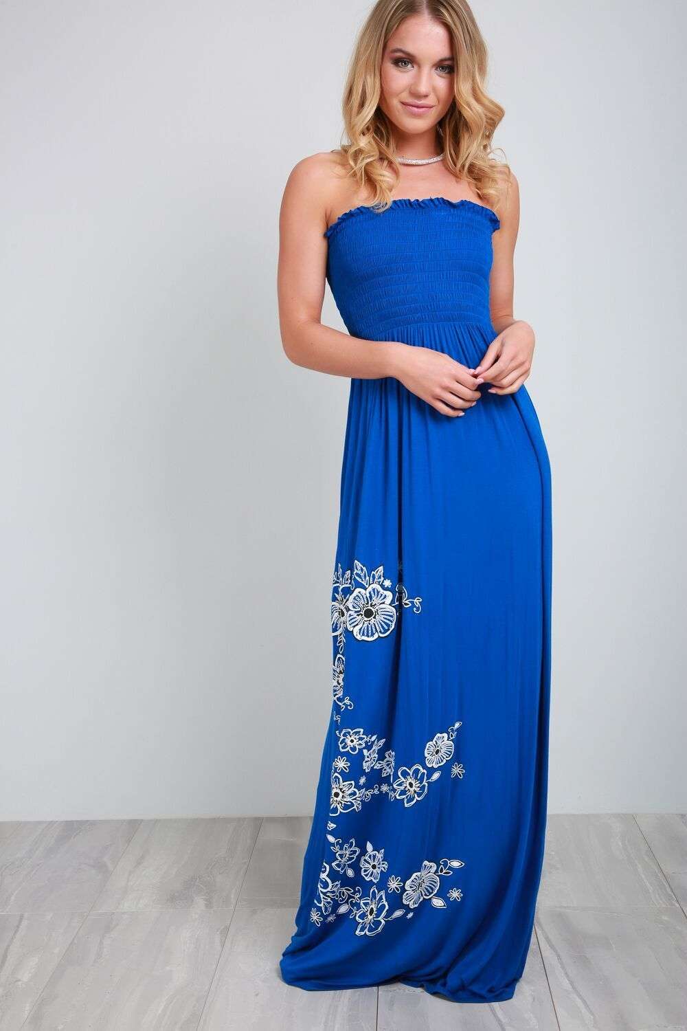 Jessi Floral Print Strapless Maxi Dress - bejealous-com