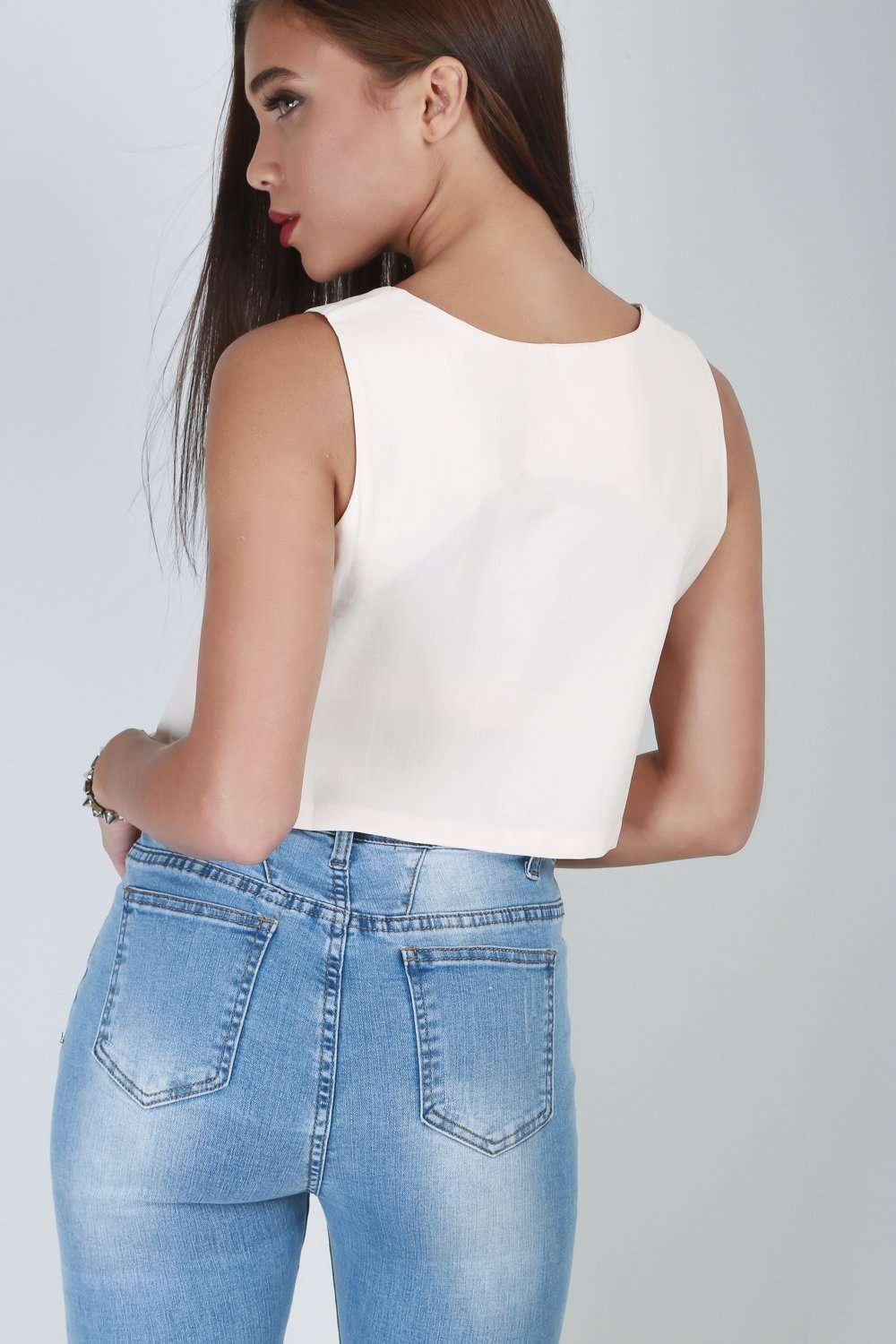 Jessica Sleeveless Wrap Front Crop Top - bejealous-com