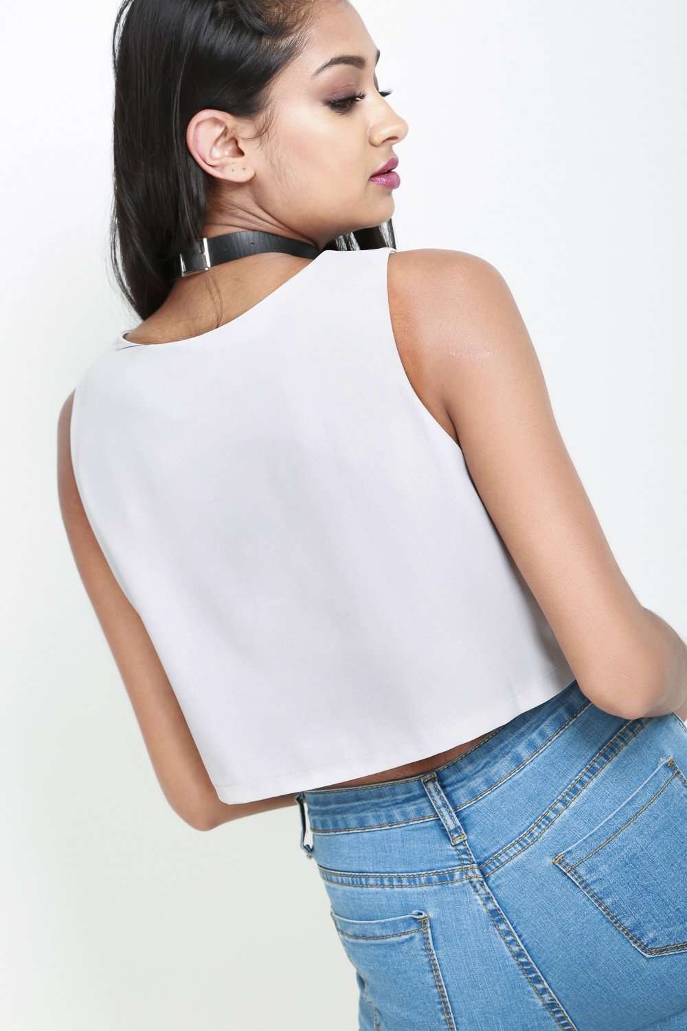 Jessica Sleeveless Wrap Front Crop Top - bejealous-com
