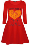 Jessie Long Sleeve Love Slogan Swing Dress - bejealous-com