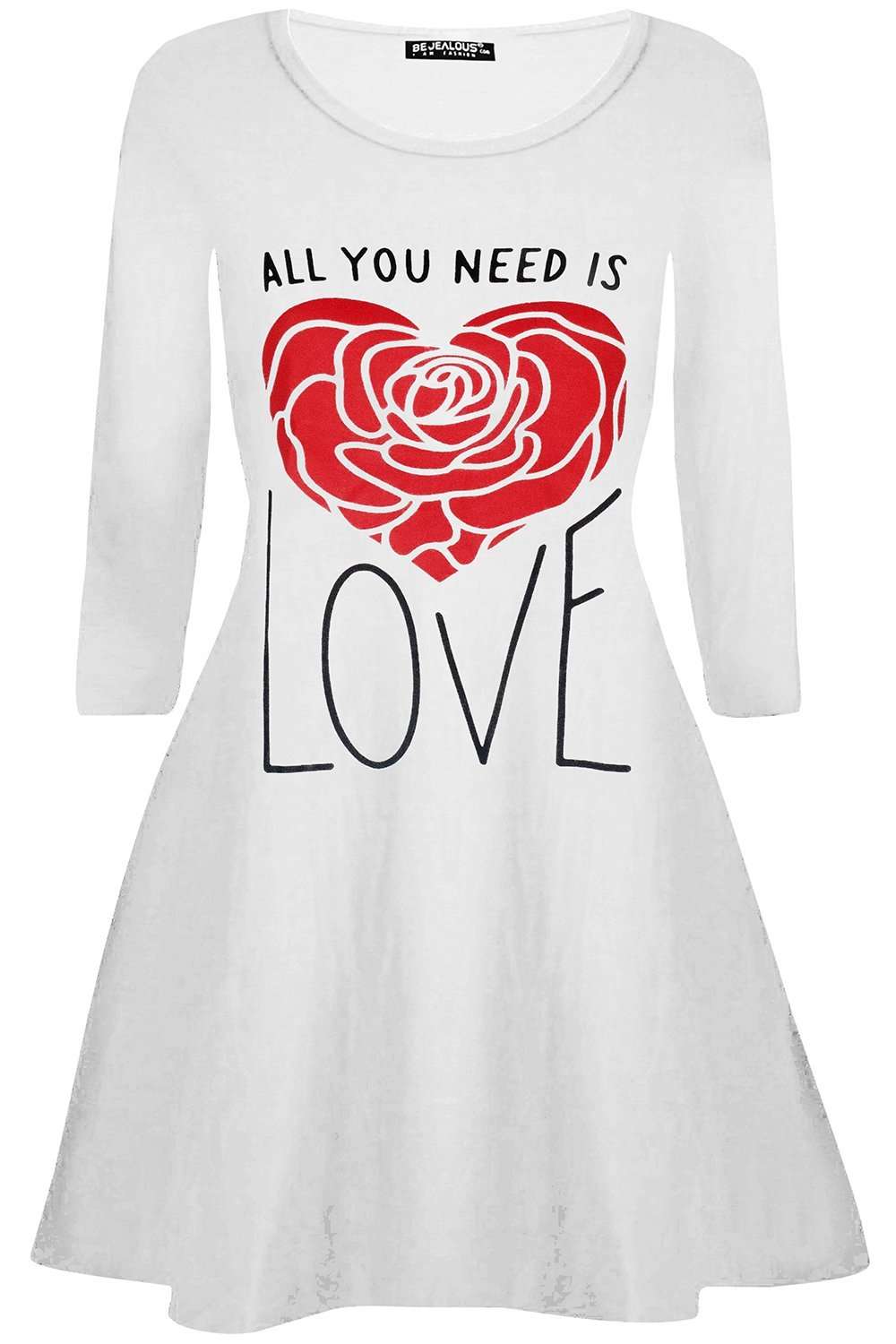Jessie Long Sleeve Love Slogan Swing Dress - bejealous-com