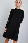 Jules Long Sleeve Roll Neck Jersey Midi Swing Dress - bejealous-com