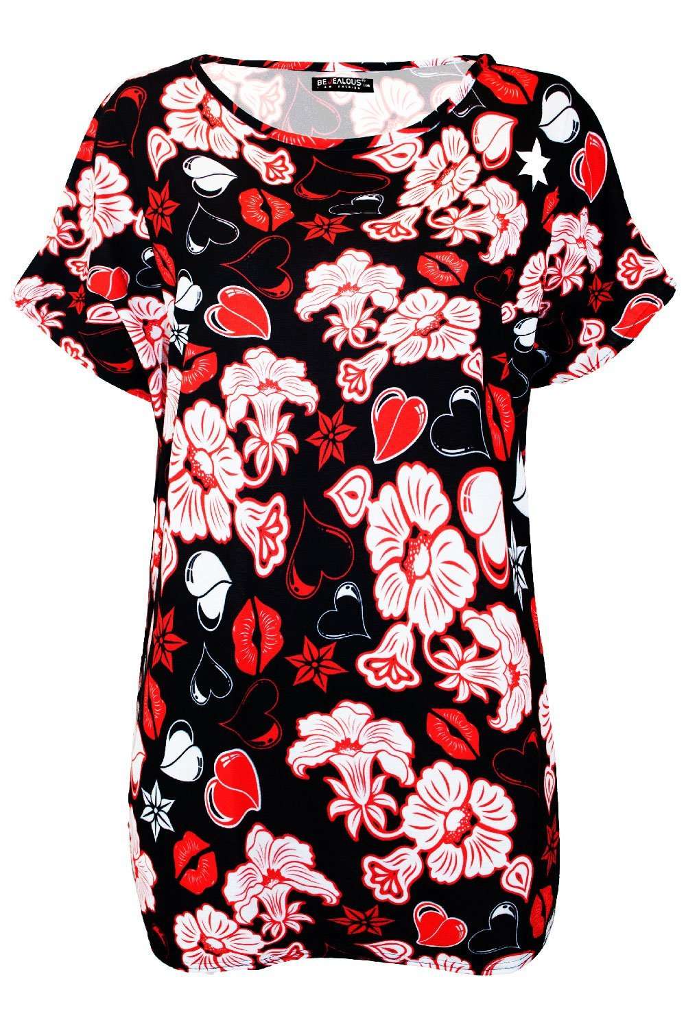 Julia Graphic Print Heart Baggy Tshirt - bejealous-com