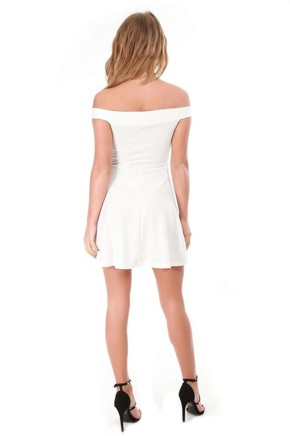 Juliette Off The Shoulder Mini Skater Dress - bejealous-com