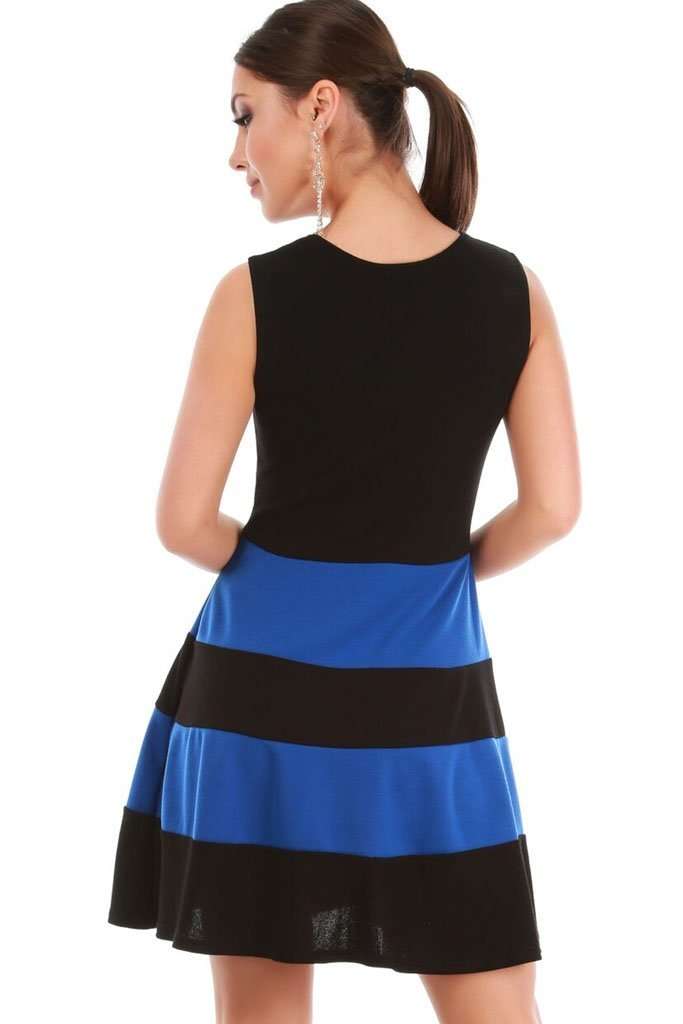 Justine Colour Block Mini Skater Dress - bejealous-com