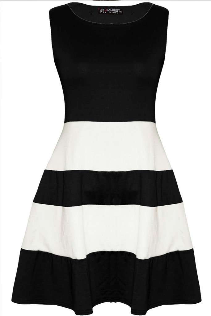 Justine Colour Block Mini Skater Dress - bejealous-com