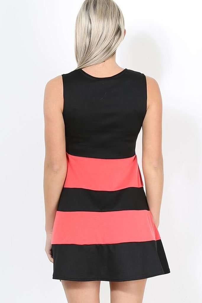 Justine Colour Block Mini Skater Dress - bejealous-com