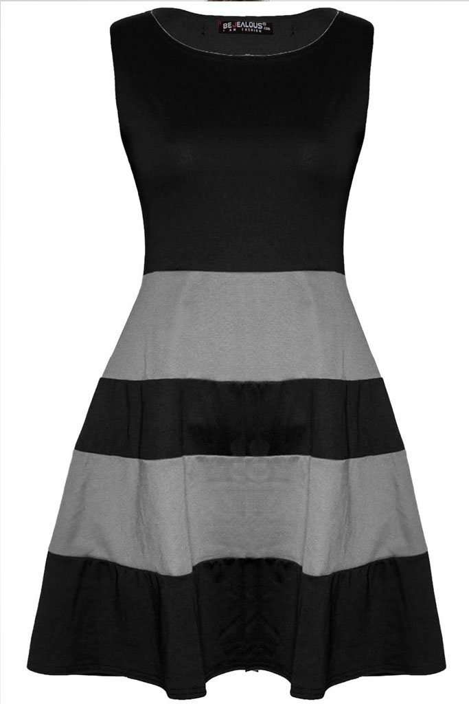 Justine Colour Block Mini Skater Dress - bejealous-com