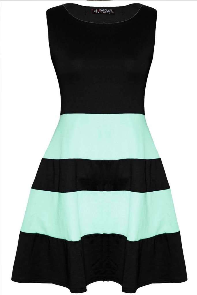 Justine Colour Block Mini Skater Dress - bejealous-com