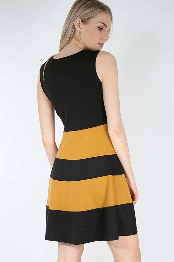 Justine Colour Block Mini Skater Dress - bejealous-com
