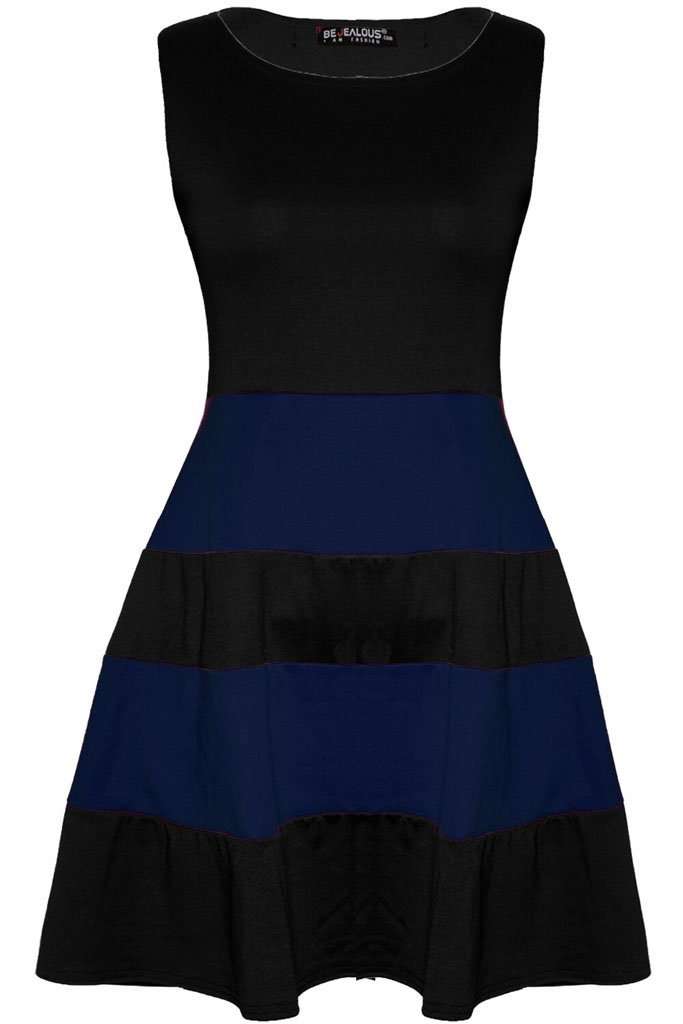 Justine Colour Block Mini Skater Dress - bejealous-com