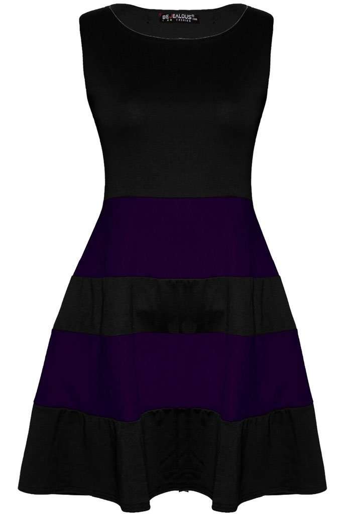 Justine Colour Block Mini Skater Dress - bejealous-com