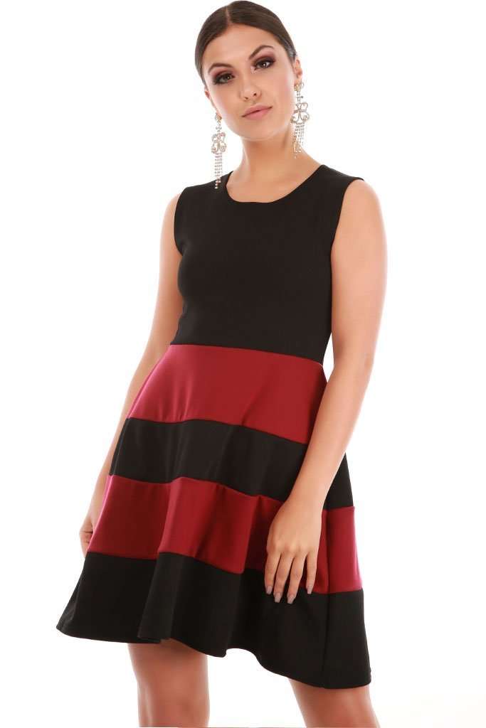 Justine Colour Block Mini Skater Dress - bejealous-com