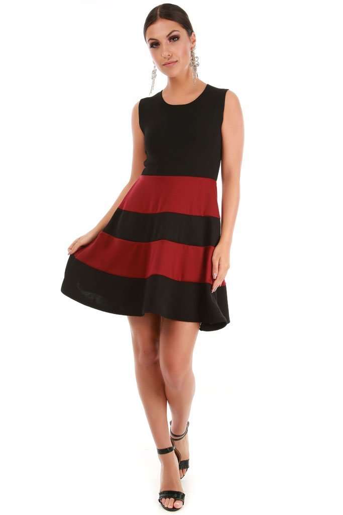 Justine Colour Block Mini Skater Dress - bejealous-com