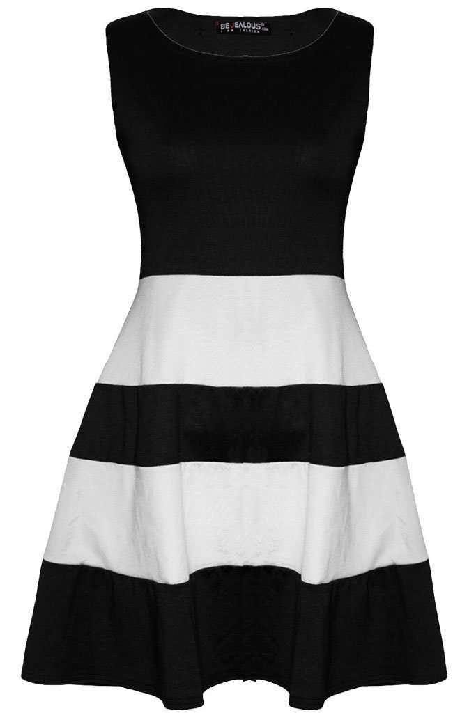 Justine Colour Block Mini Skater Dress - bejealous-com