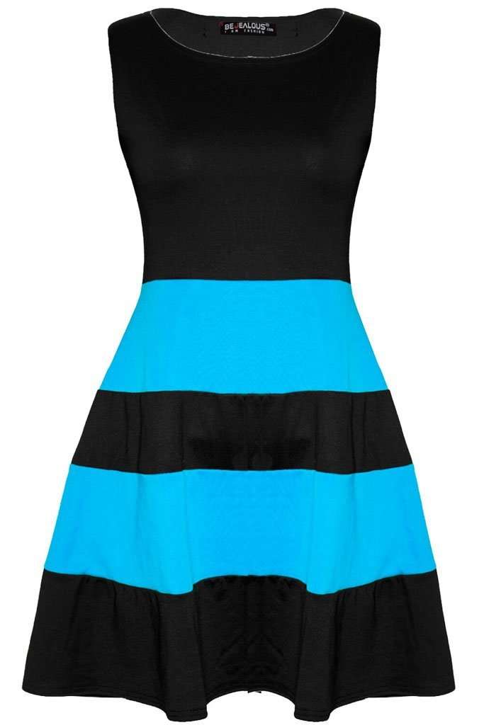 Justine Colour Block Mini Skater Dress - bejealous-com