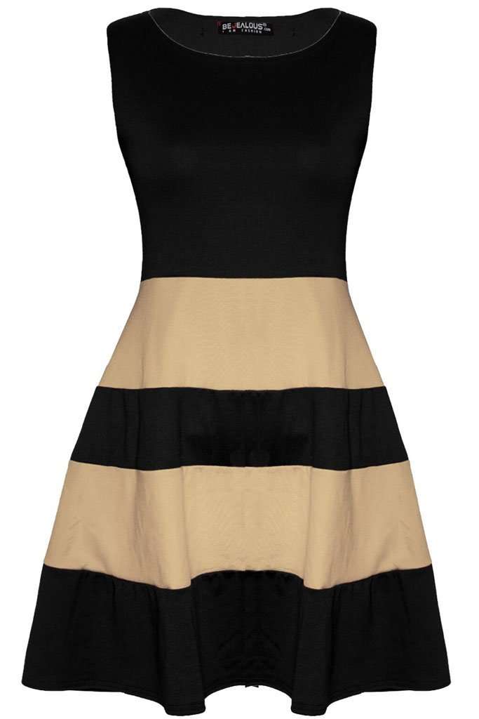 Justine Colour Block Mini Skater Dress - bejealous-com