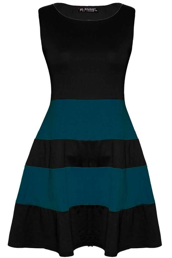 Justine Colour Block Mini Skater Dress - bejealous-com