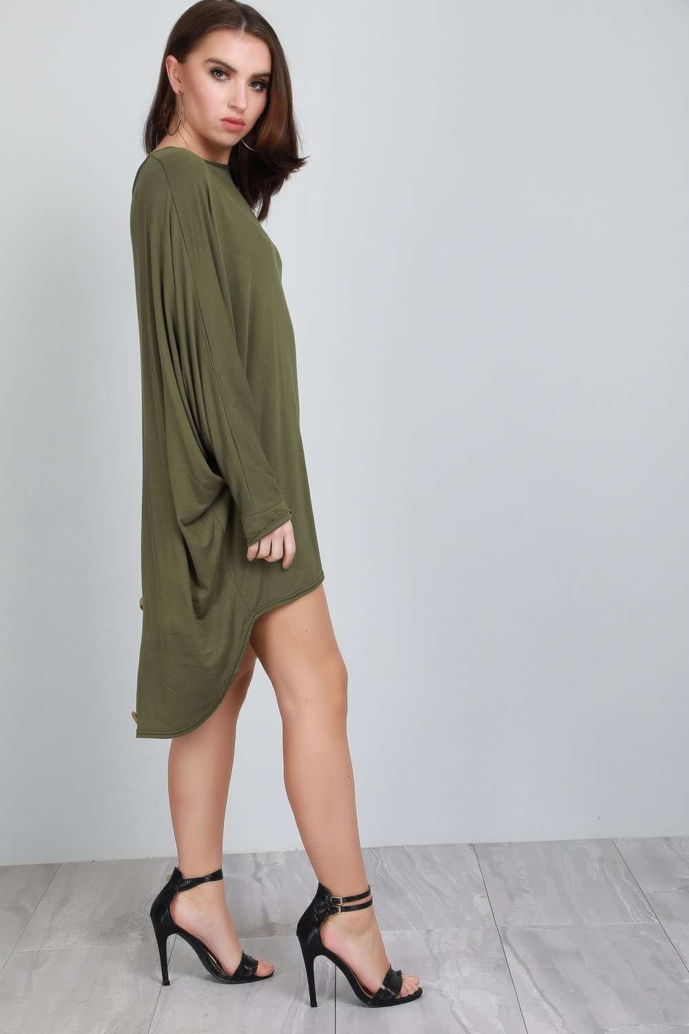 Long Sleeve Bat Wing Button Down Top - bejealous-com