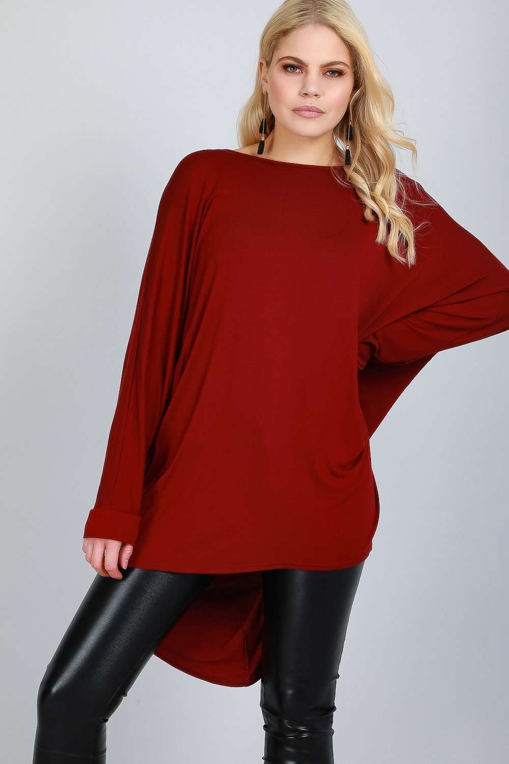 Kailie Button Back Dipped Hem Baggy Top - bejealous-com