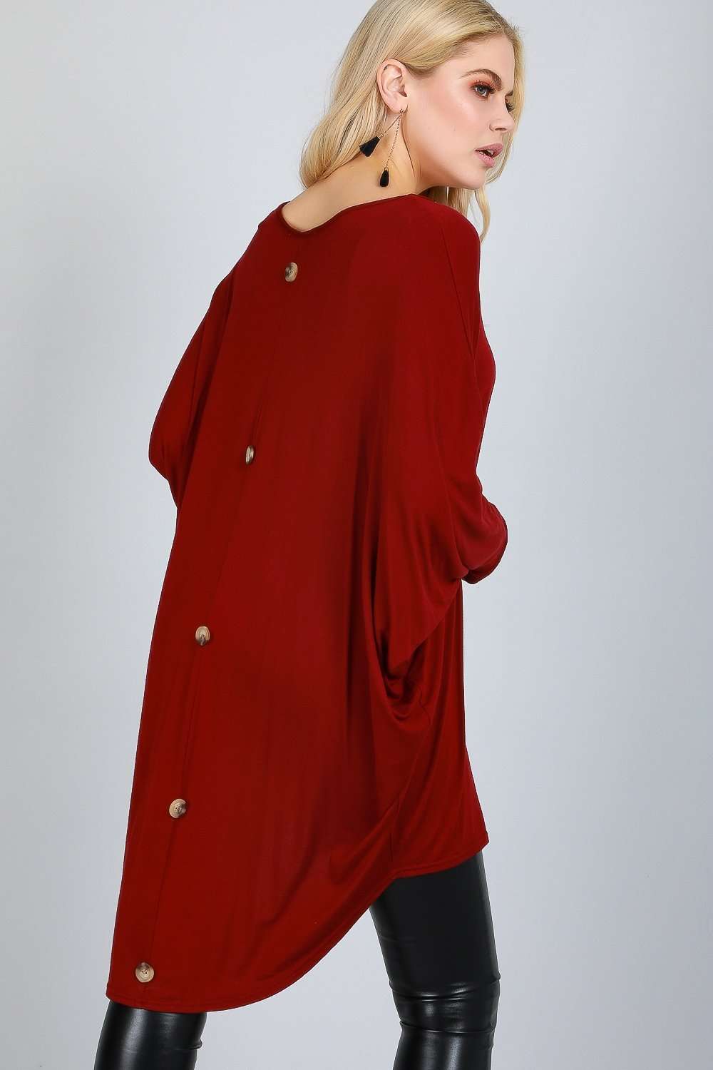 Long Sleeve Bat Wing Button Down Top - bejealous-com