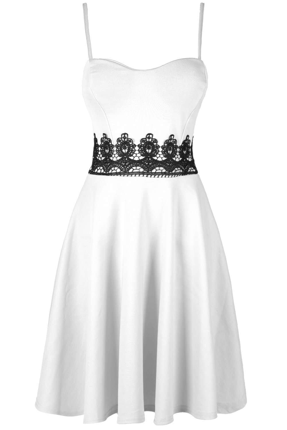 Kaillee Strappy Lace Insert Midi Skater Dress - bejealous-com