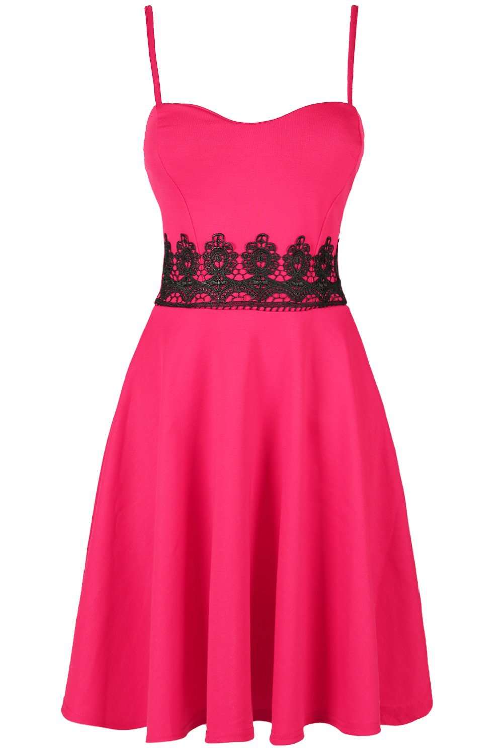 Kaillee Strappy Lace Insert Midi Skater Dress - bejealous-com