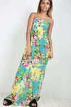 Kalis Bandeau Floral Print Chiffon Maxi Dress - bejealous-com