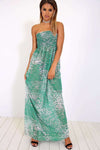 Kalis Bardot Snake Print Chiffon Maxi Dress - bejealous-com