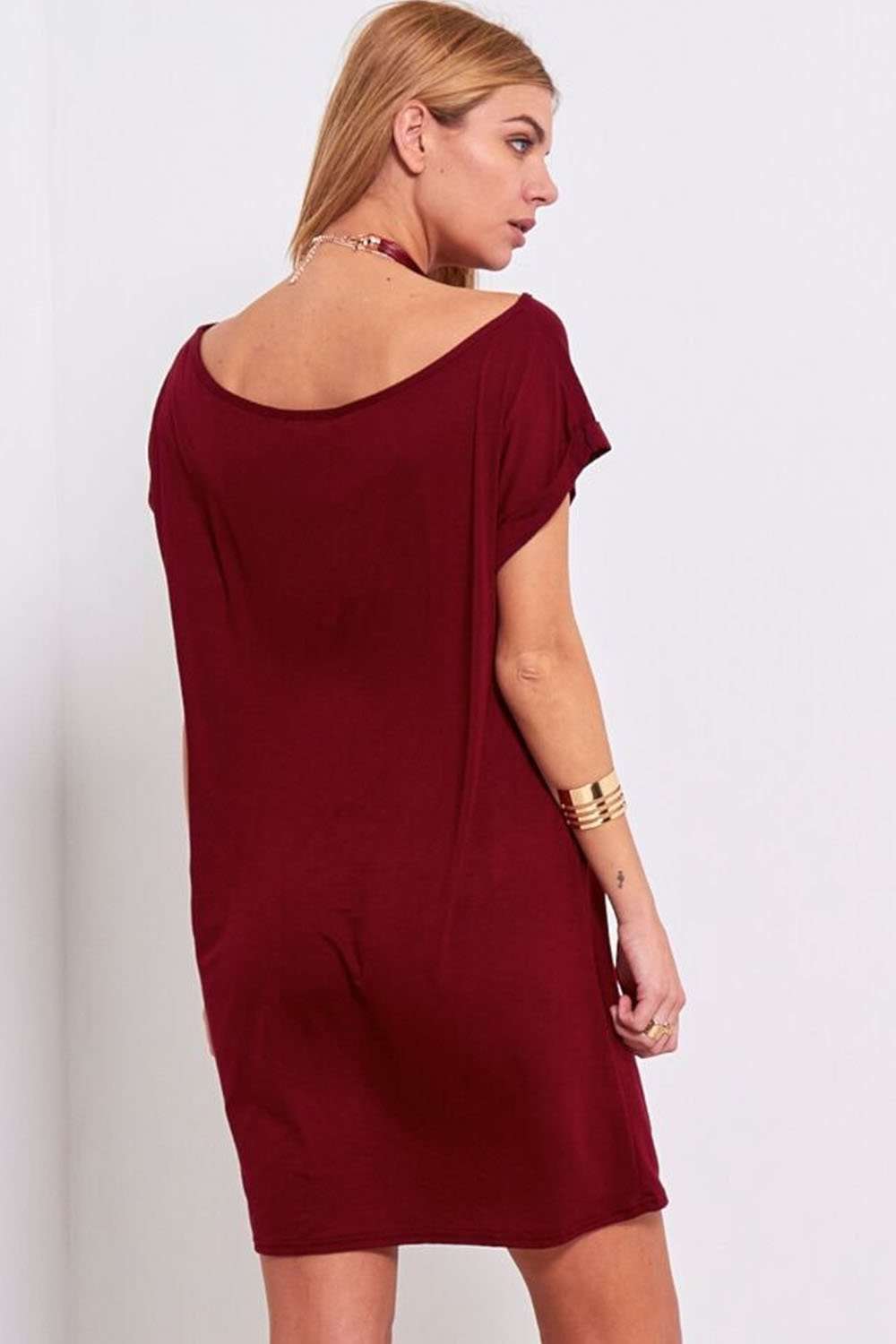 Kalis Off Shoulder Oversized Jersey Tshirt Dress - bejealous-com