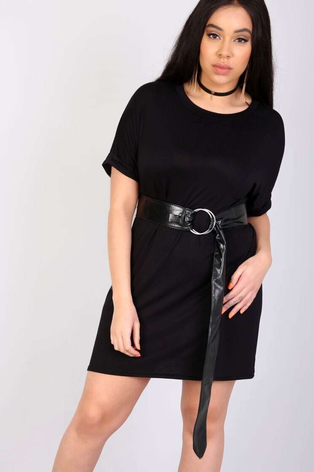 Kammie Roll Sleeve Oversized Basic Tshirt Dress - bejealous-com
