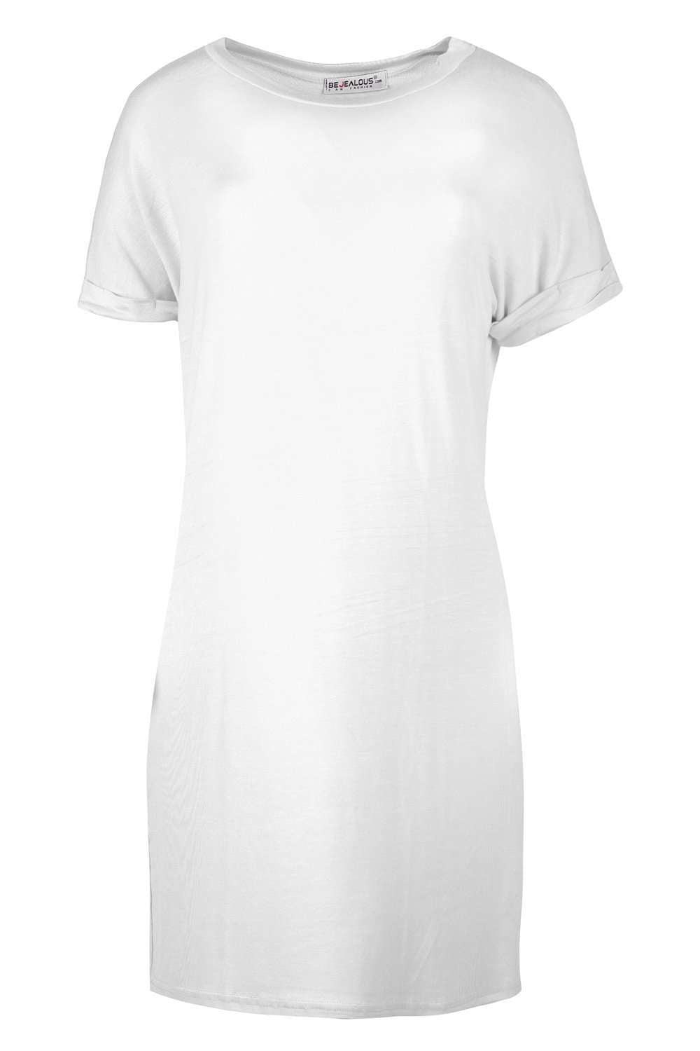 Kammie Roll Sleeve Oversized Basic Tshirt Dress - bejealous-com