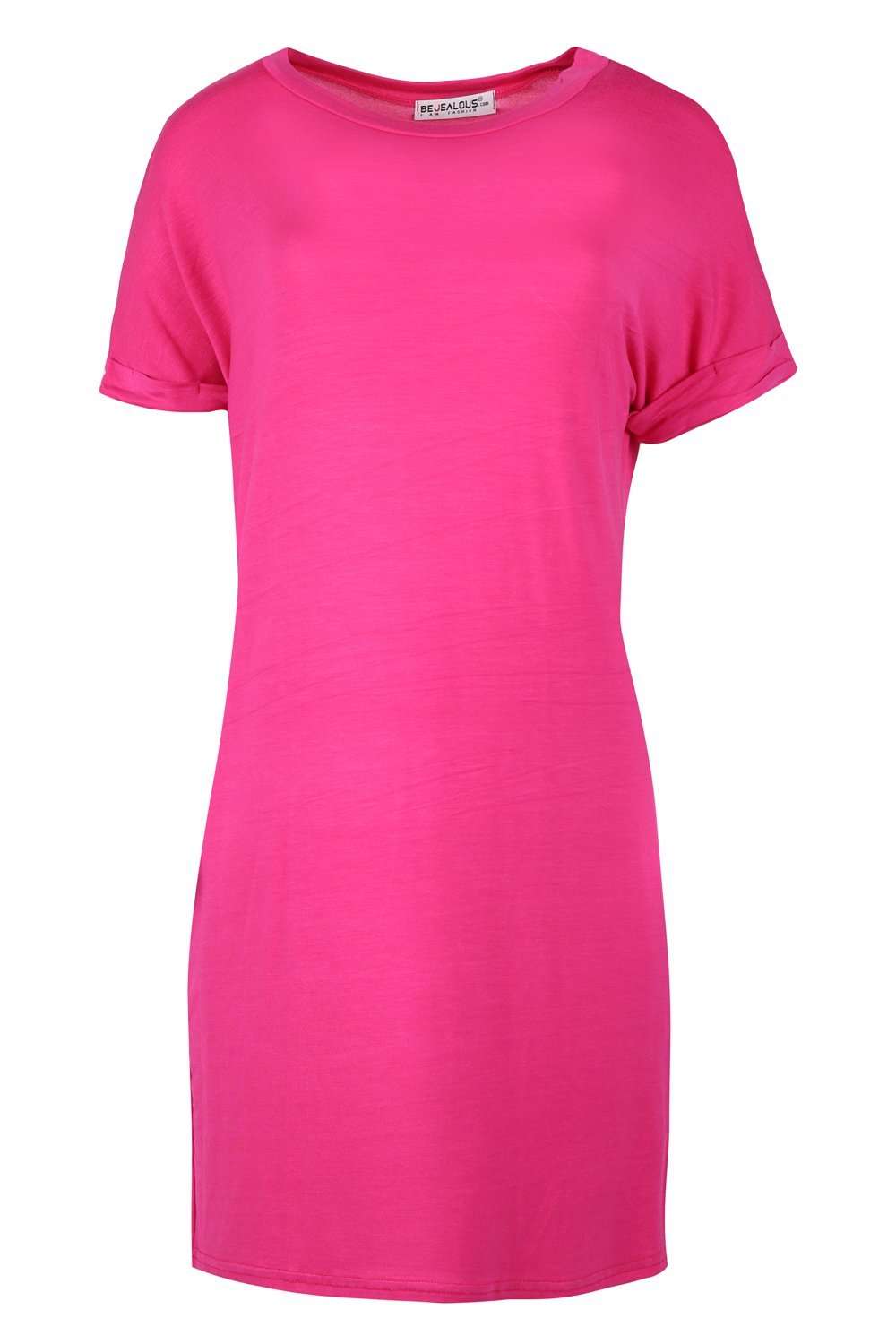 Kammie Roll Sleeve Oversized Basic Tshirt Dress - bejealous-com