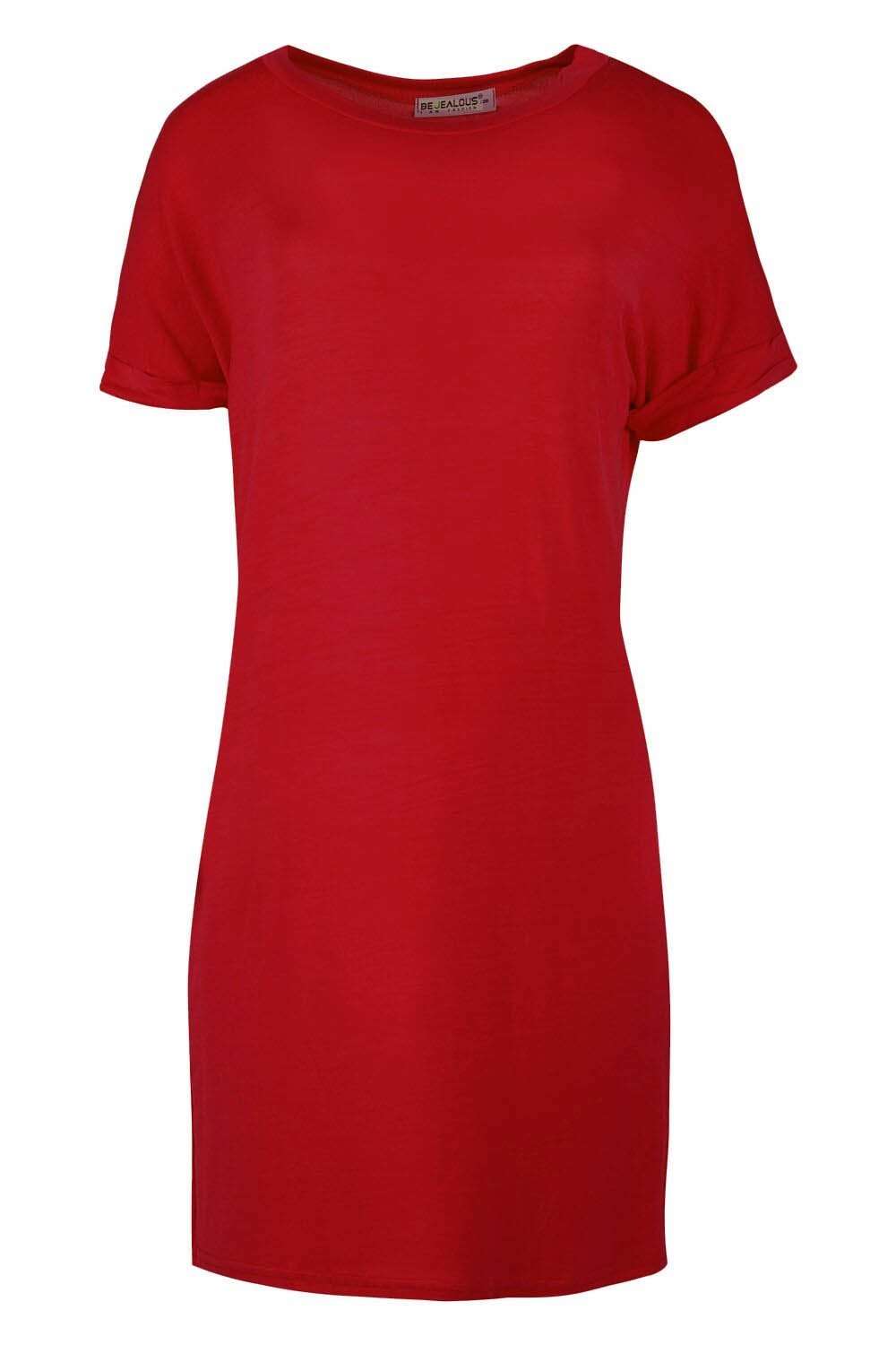 Kammie Roll Sleeve Oversized Basic Tshirt Dress - bejealous-com