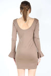 Karen Flare Sleeve Scoop Back Bodycon Mini Dress - bejealous-com